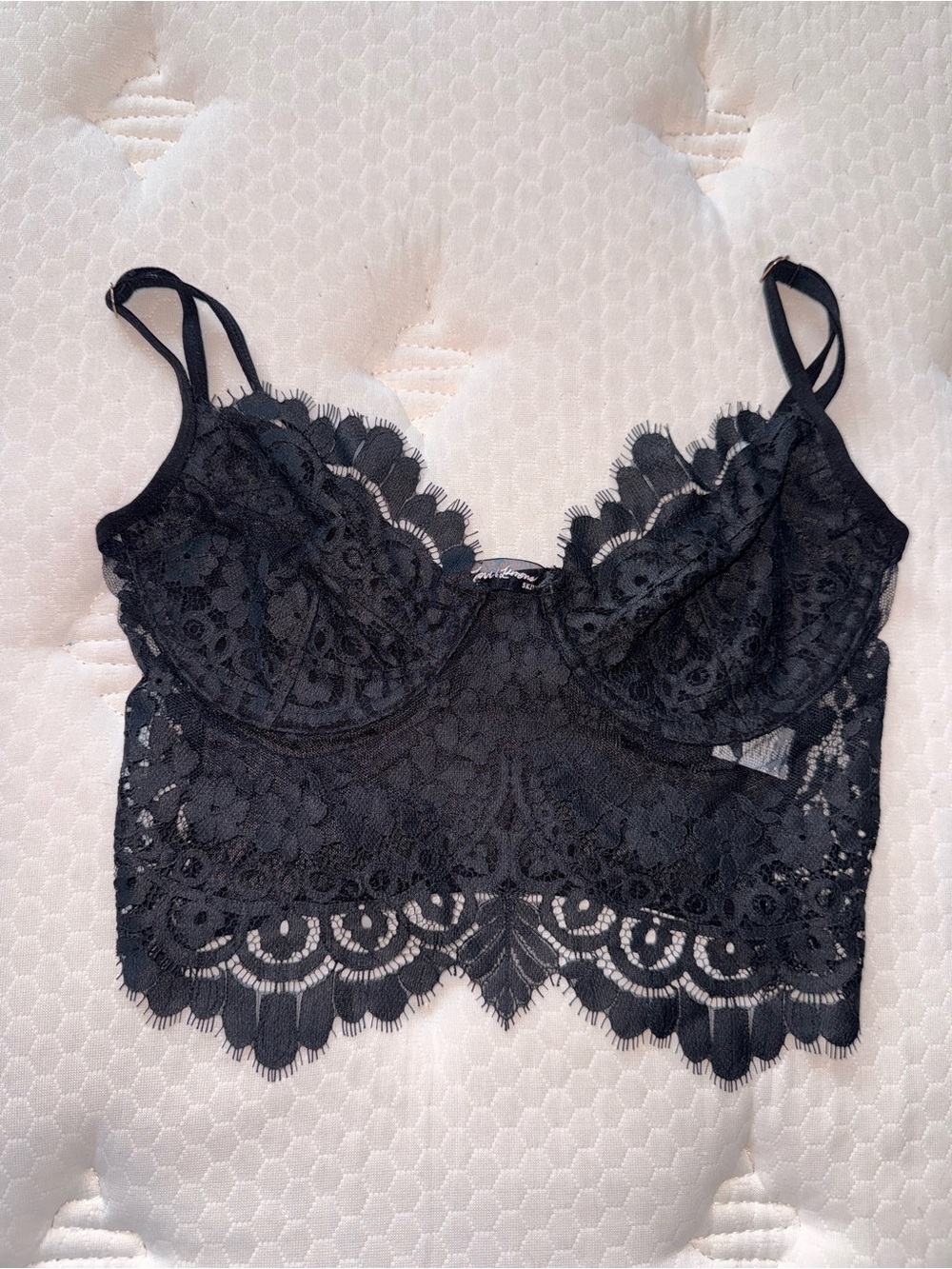 143. For Love And Lemons Black Lace Longline Bralette